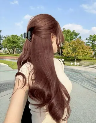 ロング カラー kazuki🍑韓国 トレンド暖色🫗のヘアスタイル