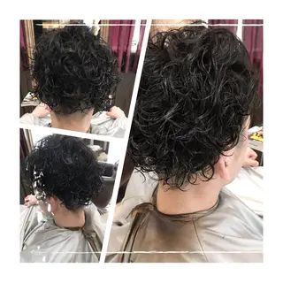 ショート パーマ メンズ レイヤー/ウルフ ハイトーンhiroのヘアスタイル