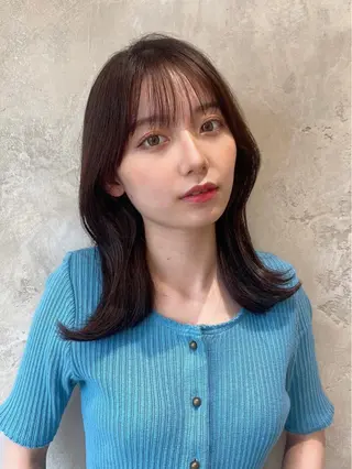 ミディアム カラー 顔周り/くびれヘア 韓国ヘア💕風間るなのヘアスタイル