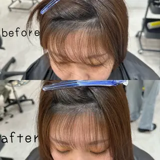 ミディアム パーマ 赤み消し/オリーブ カーキ/福田れんのヘアスタイル