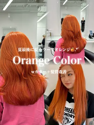 カラー 夏カラーオレンジ ヘアーひめな🫧のヘアスタイル
