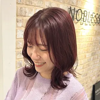 ミディアム カラー ハイトーン/ ウルフ/suzuhaのヘアスタイル