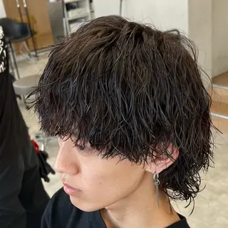 ミディアム パーマ メンズ メンズパーマ/波巻き 新潟/万代/夏芽🎀のヘアスタイル