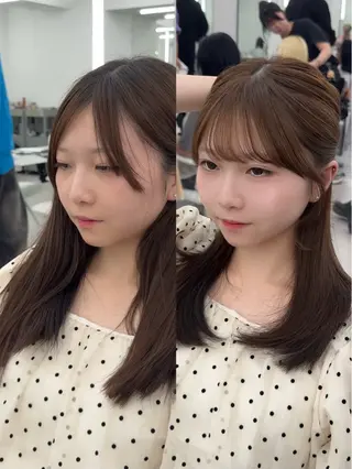 ミディアム カラー ヘアアレンジ 最小顔周りカット/ くびれヘア/窪田洸希のヘアスタイル