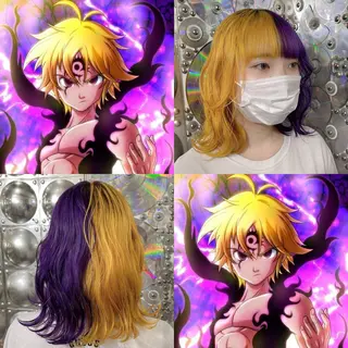 ミディアム カラー ヘアアレンジ haco+所属・🌈派手髪エクステ ブレイズ🌈ひろとのヘアスタイル