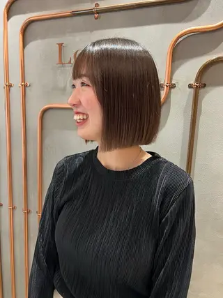 ショート カラー ボブ/巻ける縮毛矯正 /韓国レイヤーはなのヘアスタイル