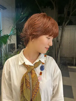 ショート カラー コテ巻き風パーマ🌀 カラー/Asukaのヘアスタイル