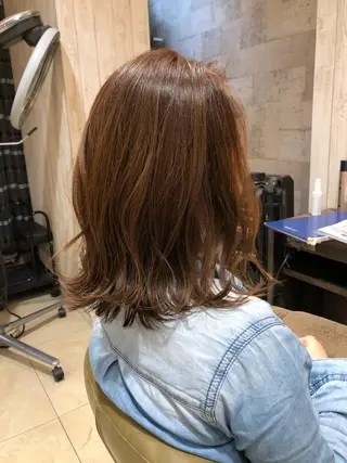 ミディアム カラー パーマ 駒田 拳児のヘアスタイル