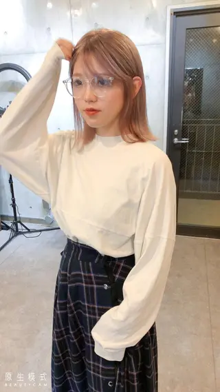 ミディアム カラー 柔らかブラウン/顔周 りレイヤー♡ユウシのヘアスタイル