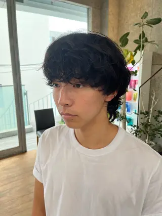 パーマ メンズ 傷ませないカラー・ ボブ・リクト💥のヘアスタイル