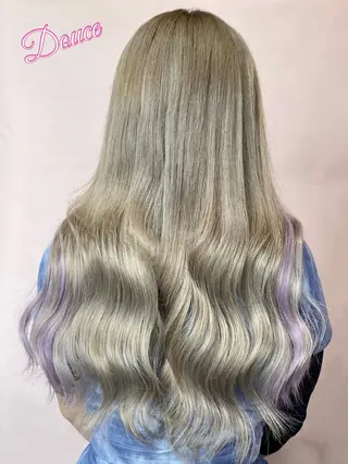 ロング カラー ヘアアレンジ 大阪レミーエクステ チビ編み込みのヘアスタイル