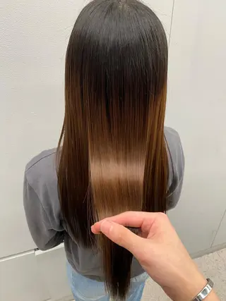 ロング 京都レイヤーカット/ 縮毛矯正/羽柴りくのマツエク・マツパデザイン