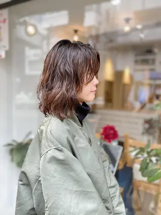 ミディアム カラー パーマ ノグチ ユウキ/ボブのヘアスタイル