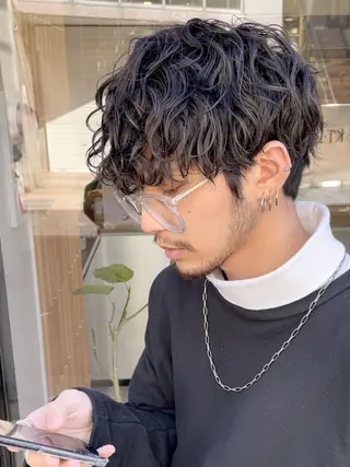 ショート パーマ メンズ fifth 原宿　【フィフス】所属・fifth/メンズ パーマ/川﨑泰就のヘアスタイル