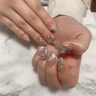 ネイル はな💎ネイル ワンホン、長さ出しのネイルデザイン