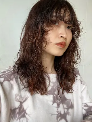ロング カラー パーマ ヘアアレンジ メンズ キッズ ネイル マツエク・マツパ アイブロウ パーマスタイル🔅 sayacaのヘアスタイル