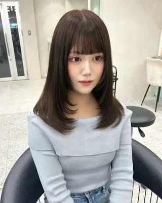 ミディアム カラー fumika🎀 韓国ヘア×ベージュのヘアスタイル