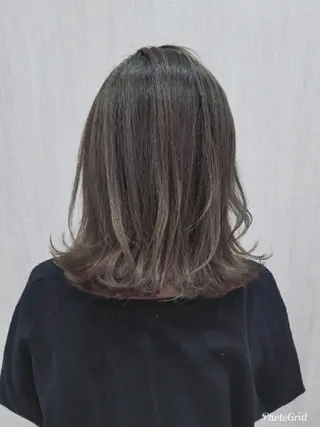 ミディアム 顔周りレイヤーカット 髪質改善代表西村功平のヘアスタイル