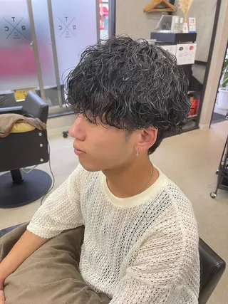 ミディアム パーマ メンズ メンズパーマ/波巻き パーマ/シャドウのヘアスタイル