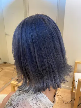 ミディアム カラー ハイトーンエフェクト ブリーチいち丸のヘアスタイル