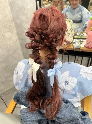 セミロング カラー ピンク🎀ブロンド 💎ハイトーン/大和のヘアスタイル