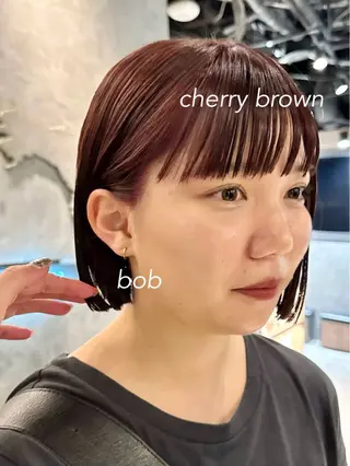 ミディアム カラー ヘアアレンジ 暖色ダブルカラーボブ レイヤー🌈AINAのヘアスタイル