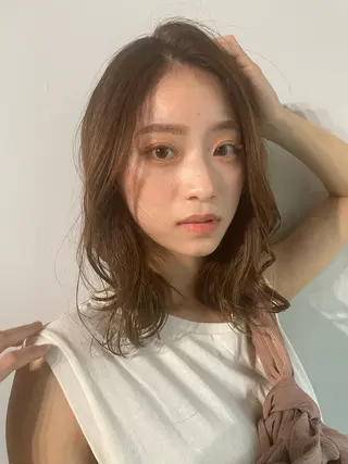 セミロング カラー ヘアアレンジ レイヤー/ハイトーン カラー/SHISEIのヘアスタイル