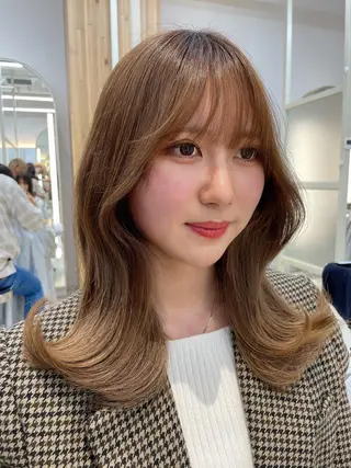 セミロング カラー 顔周り/透明感カラー /韓国ヘア/TAKUのヘアスタイル