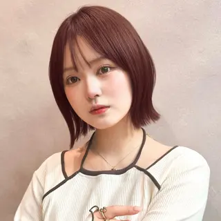 ショート カラー Un ami omotesando 【アンアミ　オモテサンドウ】所属・RIKO/暖色カラー /縮毛矯正/ミニボブのヘアスタイル