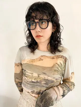 セミロング カラー パーマ ヘアアレンジ メンズ キッズ ネイル マツエク・マツパ パーマスタイル🔅 sayacaのヘアスタイル