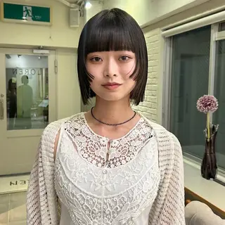 ミディアム 暖色カラー/顔まわり /mao🎀のヘアスタイル