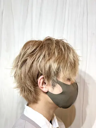 ショート カラー ヘアアレンジ メンズ ⭐️柏木皇気ブリーチ ムラ修正/他店直しのヘアスタイル