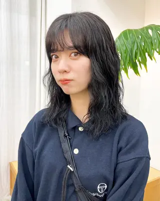 ミディアム パーマ こっくりカラー/艶髪 /amy.山口瑞稀のヘアスタイル