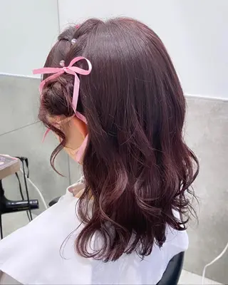 セミロング カラー 💗ガーリーヘア🎀 saki💗のヘアスタイル