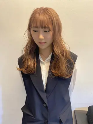 セミロング カラー パーマ ヘアアレンジ キッズ ネイル マツエク・マツパ アイブロウ 広島/ボブ/レイヤー 🌿‬wakabaのヘアスタイル