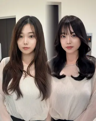 セミロング カラー ヘアアレンジ 顔周りcut/ 艶ワンカラー♥ちさきのヘアスタイル