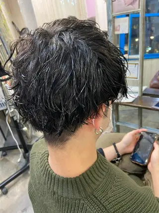 ショート パーマ メンズ カットパーマ✂️ 小坂田玲亜のヘアスタイル
