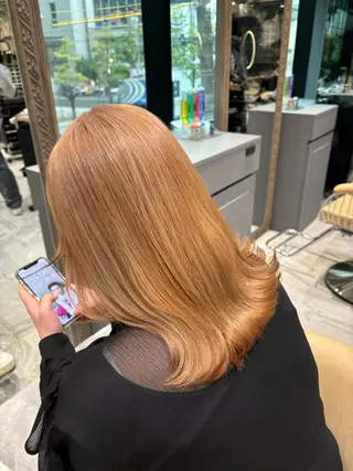 ミディアム 顔周り\エクステ\ 透明感カラー\まりんのヘアスタイル