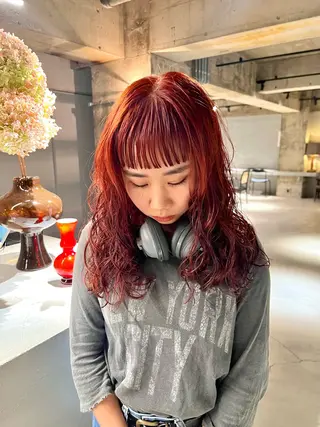 ロング カラー パーマ 宮川 日菜子のヘアスタイル