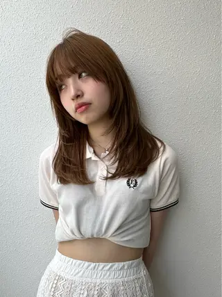 セミロング カラー 木下 健心のヘアスタイル