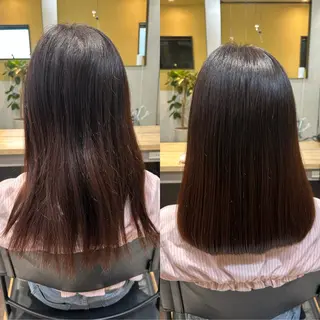 セミロング パーマ hub hair レイヤー/透明感のヘアスタイル