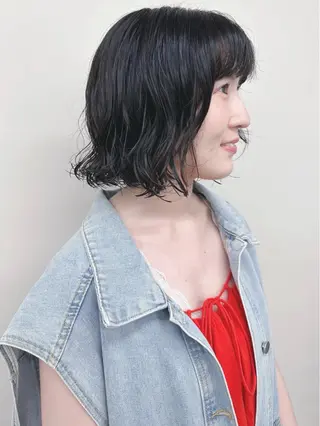 ショート パーマ とうい/くせ毛/ ショート/丸みボブのヘアスタイル