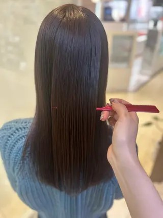 セミロング カラー 艶質改善/縮毛矯正 ササキナツミのヘアスタイル