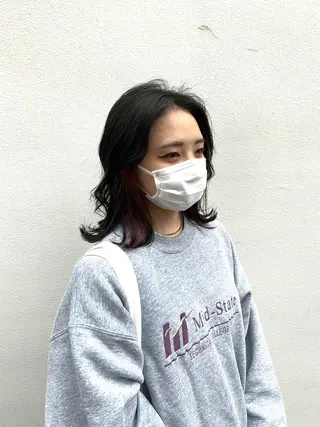 ミディアム カラー ヘアアレンジ 〽️magico/ ウルフDaiki〽️のヘアスタイル