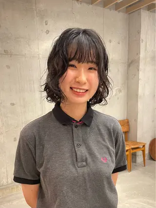 ミディアム カラー パーマ Qin shaire salon 原宿所属・🌿パーマ/ボブ/ レイヤー/Mikiのヘアスタイル