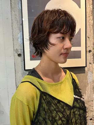 ショート パーマ 永田 愛莉のヘアスタイル