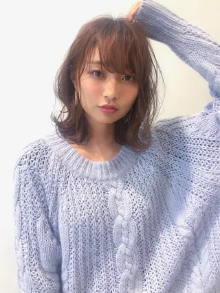 ミディアム カラー ヘアアレンジ 川田流輝 艶髪カラー/髪質改善のヘアスタイル