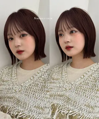 ミディアム おしゃれボブ/暖色 カラー🧶いろはのヘアスタイル