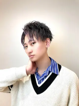 ショート カラー メンズ IwAsh中山所属・✂︎中山ブリーチ・ パーマ✂︎露木智也のヘアスタイル