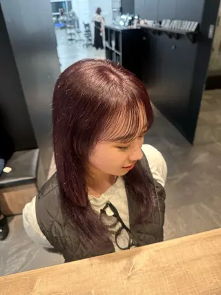 ミディアム カラー 顔まわりカット/艶髪 カラー✨けいとのヘアスタイル